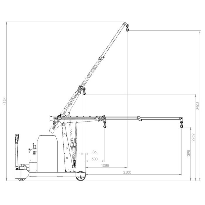 Macara mobila cu brat extensibil electric, deplasare electrica, coloană fixă, brat 2500 mm, capacitate 250-1000kG, telecomanda - imagine 9
